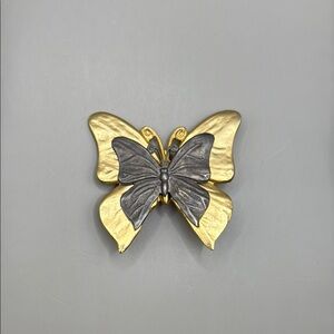 Vintage Premier Designs Gold Silver Tone Butterfly Brooch Pin